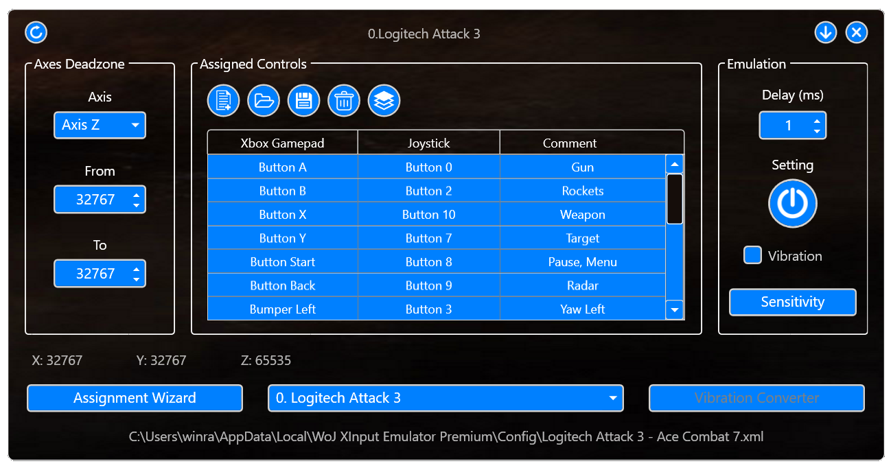 logitech attack 3 button layout